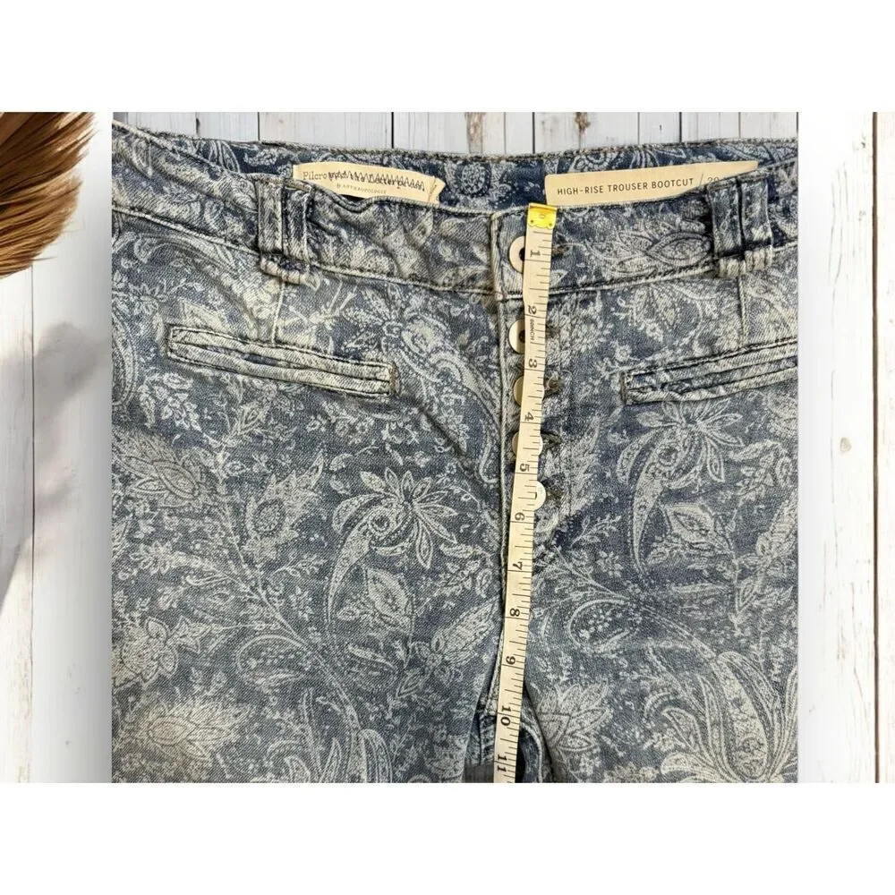 Anthropologie Pilcro Paisley Floral Printed High Rise Trouser Bootcut Buttonfly - Picture 11 of 14
